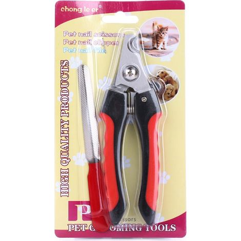 Outils de toilettage pour animaux : ciseaux et lime à ongles pour animaux. Taille : petite. Noir/rouge. (1/5)
