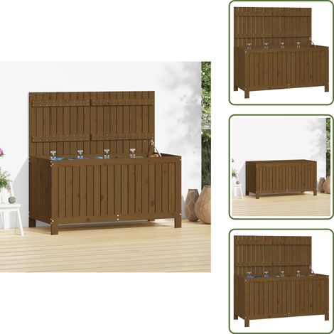 Caja de almacenamiento - vidaXL Caja de almacenaje jardín madera pino marrón miel 121x55x64 cm - Caja de madera maciza