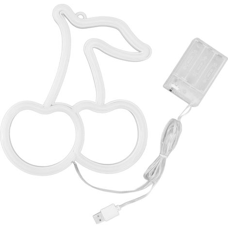 Veilleuse LED néon USB décorative murale en forme de fruit, rose, pour mariage ou fête. Éclairage néon. Forme de cerise. (1/5)