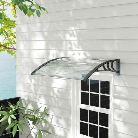 Auvent d'entrée extérieur 75x100 cm, abri de terrasse transparent en polycarbonate, couverture de porte résistante