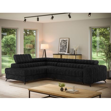 Ecksofa mit Schlaffunktion Sofa GRADO Stoff Whisper Graphite Ottomane Links (1/5)