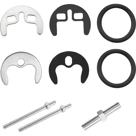 2 Set Kit de Remplacement Fixation Robinet, Plaques fer à Cheval Robinets, Fixation Mitigeur Monobloc en Acier Inoxydable, Montage Monotrou Robinet Avec Vis pour Cuisine Salle (Trou Simple ou Double)