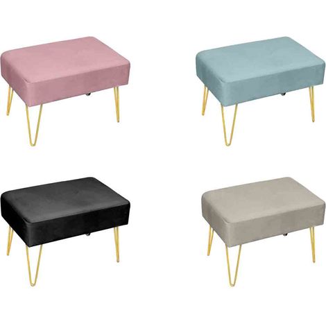 Pouf Salotto/Camera Panca Design Moderno Modello Velvet In Tinta Unita, misuraPoufcoloreBeige (1/2)