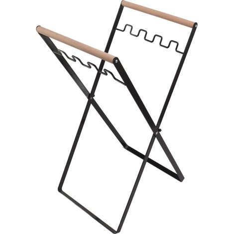 Support de sac poubelle en fer pour extérieur, pliable, pour le camping, noir. (1/5)