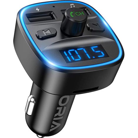 Émetteur FM Bluetooth - Version 5.0 avec Microphone Intégré - Affichage LED Tension Batterie - 2 Ports USB - Lecteur MP3 Carte TF/Clé USB - Pour Voiture (1/5)