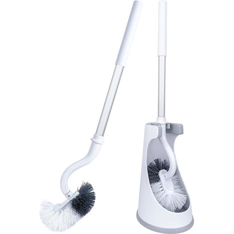 Brosse WC Silicone Argenté/Blanc – Nettoyage Profond et Durable