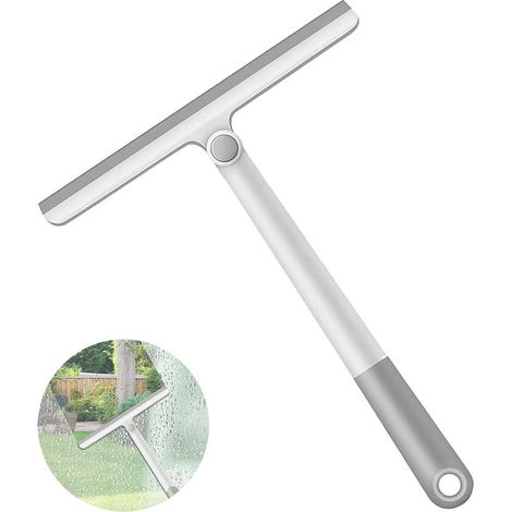 Raclette de douche pour portes de douche en verre, raclette de nettoyage de vitres en caoutchouc, raclette de nettoyage de pare-brise de voiture en plastique, grise (1/5)