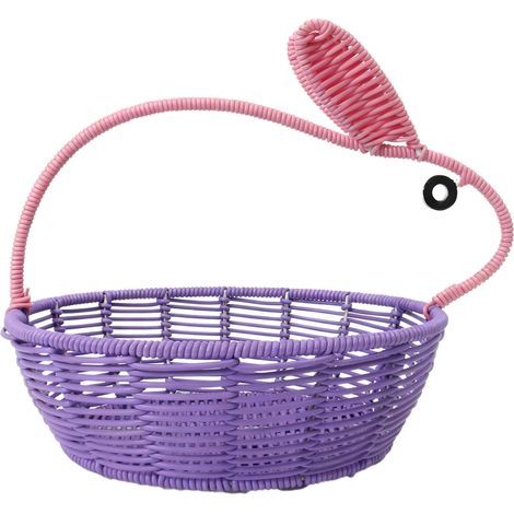 Panier À Oeufs De Pâques - Style Rotin Tissé - Pour Décoration Festive Et Rangement - Violet - 30 X 22 X 25 Cm - 1 Pièce (1/5)
