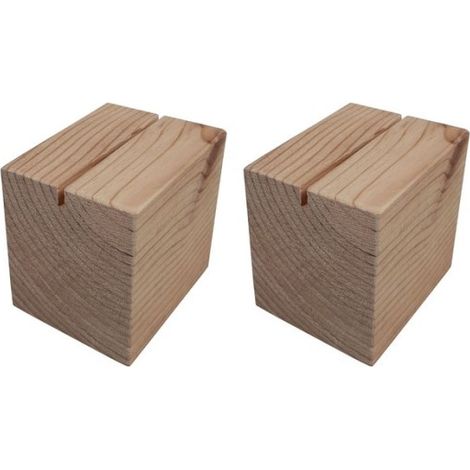 Socle cube en bois brut de dimensions 8 x 8 x 6,5 cm avec rainure - Lot de 2 (1/4)