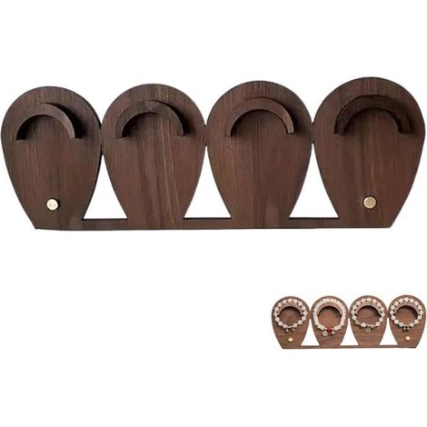 Présentoir à bracelets - Organisateur de bracelets - 29,7 x 10,5 cm - Support en bois de haute qualité - Présentoir vertical à bijoux - Marron (1/4)