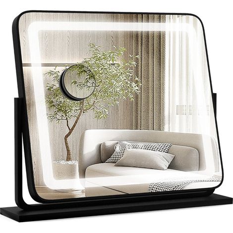 Specchio da tavolo illuminato a led specchio per trucco con luci 56 x 12 x 48 cm nero