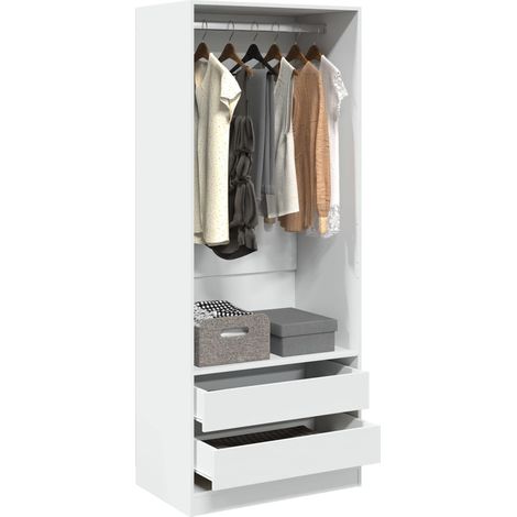 Kleiderschrank Weiß 80x50x200 cm Holzwerkstoff