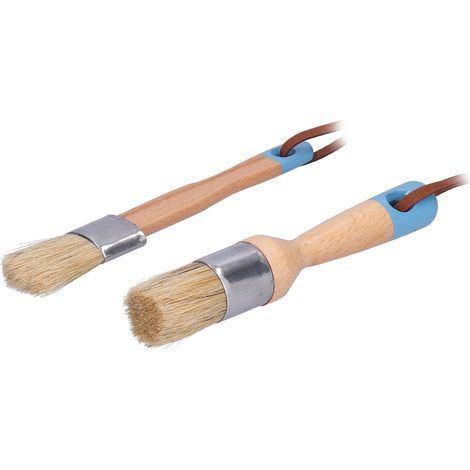 Lot de 2 pinceaux à cire de 2,5 cm pour la peinture et le cirage de meubles et autres objets de décoration intérieure.