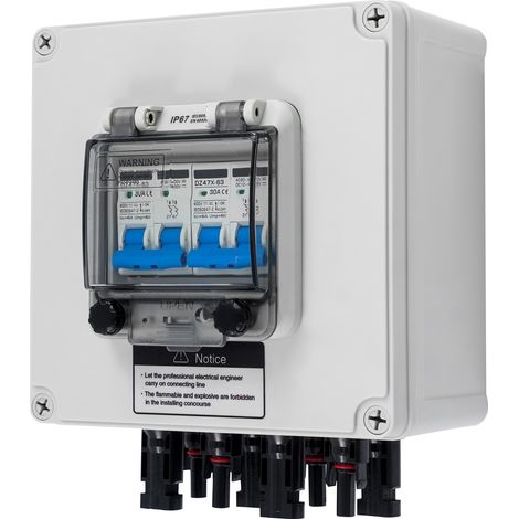 Boîte de jonction photovoltaïque 2 entrées 2 sorties – 30A, IP67, protection surtension 40kA – Pour panneaux solaires et camping-car