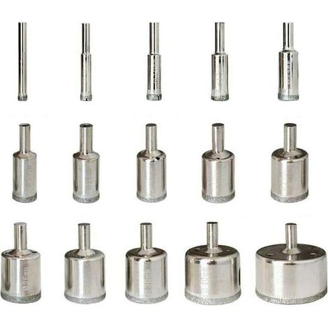 Diamant Foret 15pcs 6-50mm Trépan Scies Cloche Outils Set Forets Diamant Cutter Acier Carbone Pour Verre Céramique Porcelaine Marbre Carrelage Granite (1/5)