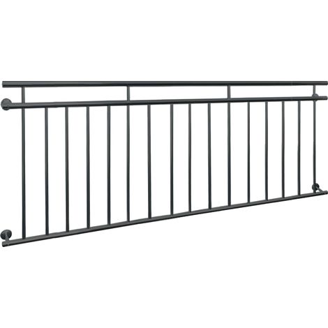 ECD Germany Barandilla de Balcón Estilo Francés Antracita Mate 225x90 cm con 16 Barras Transversales de Acero Recubierto en Polvo, Baranda de Terraza para Puerta o Ventana, Diseño Moderno y Resistente (1/5)
