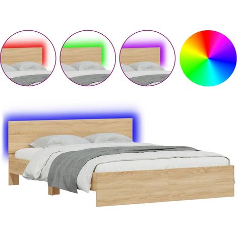 Maison Exclusive - Estructura de cama cabecero y luces LED roble