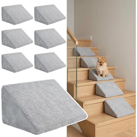 Escalier pour petits chiens avec housse lavable Escalier pour animaux de compagnie en mousse 40D pour chiens et chats âgés - 6 pièces - Housse antidérapante et lavable (1/5)