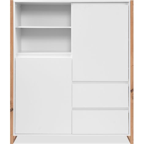 Credenza alta L120XP40XH140 New Denver51 colore bianco e rovere (1/5)