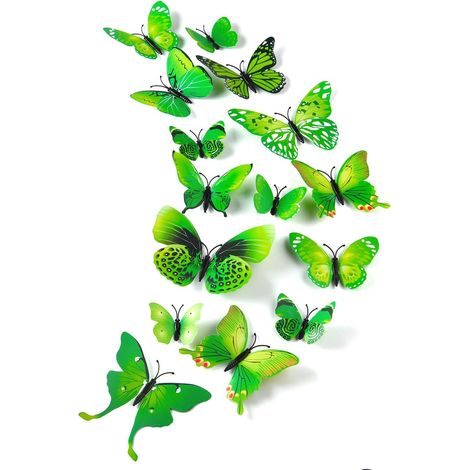 Autocollant Papillon 3D - 36 Pièces - Tailles Mixtes 6 à 12 cm - Pour Décoration Murale, Réfrigérateur, Fenêtre - Idéal Chambre Femme, Fête, Mariage, Noël (1/5)