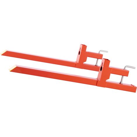 Fourches à palettes, 907 kg, à fixation rapide, longueur totale 109 cm, robustes, compatibles avec les accessoires de tracteur, les godets de chargeuse et les chargeuses compactes, orange. (1/5)