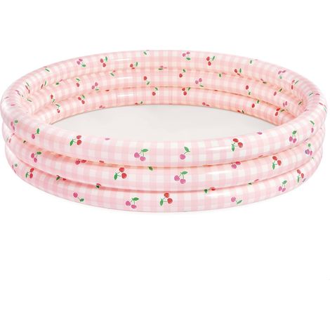 CCYKXA Cherry Pool, Rosa- und kirschrotes Vichy-Karo-Design, 147 x 147 x 33 cm (1/5)