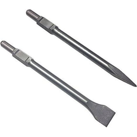 Professionnel SDS Hex Set de ciseaux 2 pièces 35, 50 x 410 mm burin plat Spat Ciseau Burin pointu emmanchement six pans 30 mm Spat pointu plat pour marteau de démolition