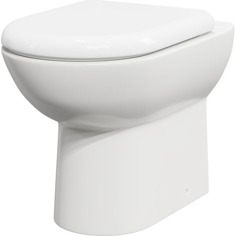 Donington D Shape Back To Wall Toilet Pan with Soft Close Toilet Seat (1/5)