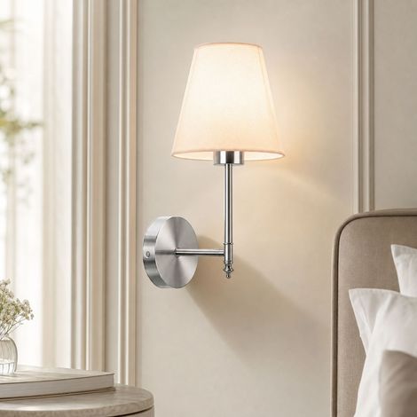 Applique murale sans fil RGB télécommandée, luminaire LED rechargeable USB-C avec abat-jour en tissu, design moderne doré ou noir pour chambre (1/4)