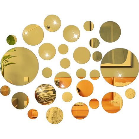 Sticker Miroir Rond - Acrylique Détachable - 3 cm à 15 cm - Pour Décoration Murale Intérieure - 26 Pièces (1/5)