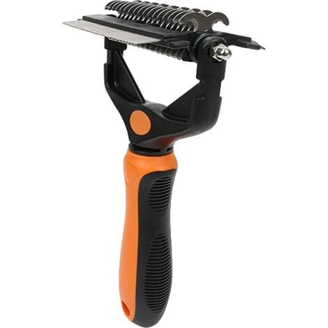 Cepillo para eliminar el pelo suelto, de acero inoxidable, apto para perros y gatos, color naranja. (1/2)