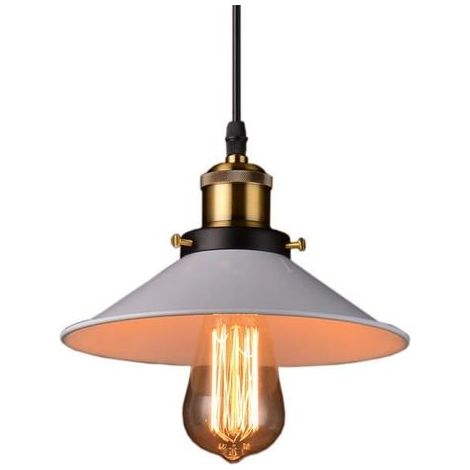 Pendelleuchte Weiß Hängelampe Hängend Vintage Hängeleuchte Esstisch E27 Höhenverstellbar für Schlafzimmer Flur Restaurant Wohnzimmer Cafét, Ø22cm