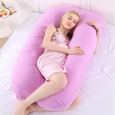 Oreiller Multifonctionnel de Grossesse Coussin de Maternite Confortable de U-forme pour Les Femmes Enceintes 13070cm Violet clair (1/3)