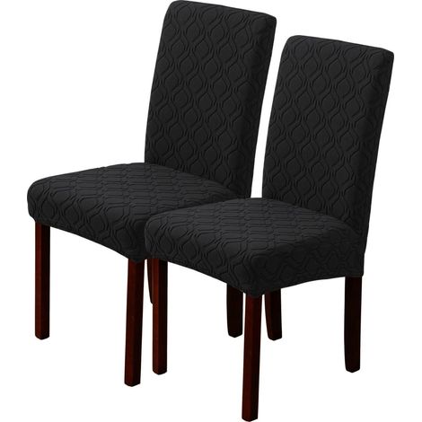 Stuhlhussen 2er Set, Stretchbezug für Schwingstühle, waschbar, schwarz (1/5)