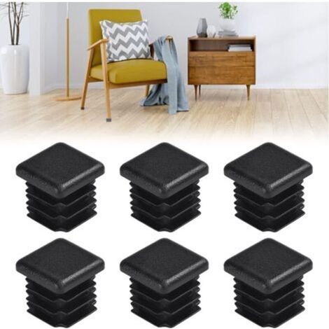 32 PCS Square Pipe Cap 20 20mm Plastic Cap for Square Tube Table Feet Caps Slatted End Caps Black (1/5)