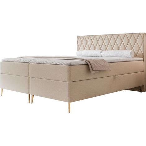 Selsey Caresso - Boxspringbett 160x200, Bonellmatratze, Topper, Chenille, beige (1/4)