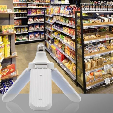 Ampoule LED pliable ultra-lumineuse 34 W E27 185-265 V à 3 pales, idéale pour les entrepôts, garages et maisons, éclairage écologique. (1/5)