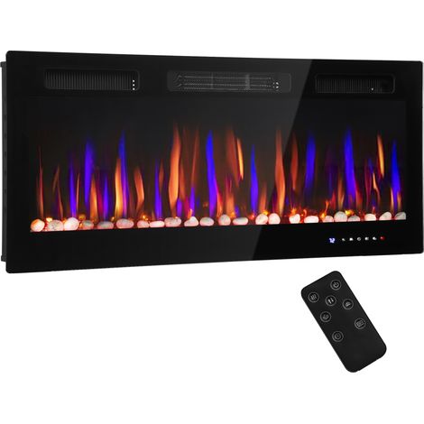 Cheminée électrique murale ultra-fine encastrée flamme 3D vitesse réglable 12 couleurs 900/1800 W (1/5)