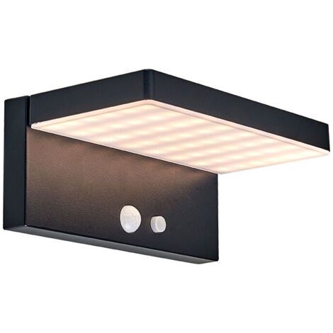 IkodmLumière Solaire Extérieure avec Détecteur de Mouvement 3 Modes Applique LED Étanche IP44 Blanc chaud Lampe Solaire Murale pour Terrasse Jardin Escalier, Aluminium, Motif en bois [Classe énergétiq (1/5)
