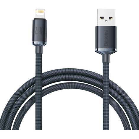 Cable USB a Lightning Baseus Crystal Shine, 2,4 A, 2 m (negro) (1/5)