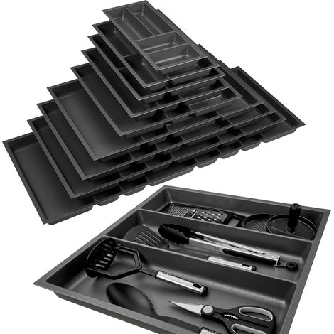 ORGA-BOX 2 Multifunktionseinsatz Tiefe 462 mm für Nobilia Küchen Canvas-Struktur anthrazit Schubladeneinsatz Breite 509 mm für Schubladen 600 mm