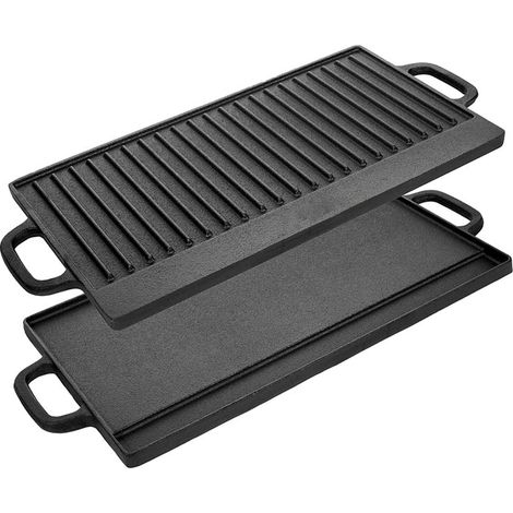 FLITI Reversible Cast Iron Griddle - Double-Sided Grill Pan with Drip System - Frying Pan for Camping and Barbecue - Healthy Cooking (1/5)