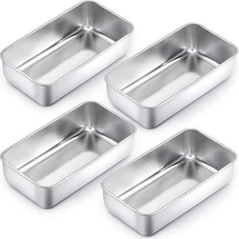 Lot de 4 moules à pain rectangulaires en acier inoxydable pour pain, gâteau, toast, sain, facile à nettoyer et passe au lave-vaisselle, 2214.56.5cm