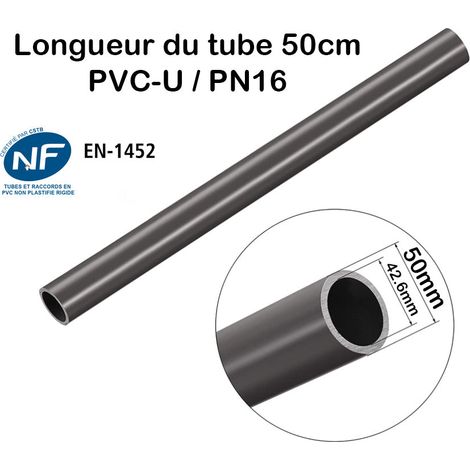 Barre Tuyau Rigide Tube PVC Pression PN16 50mm Longueur 50cm diamètre extérieur 5cm