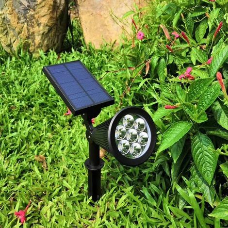 Projecteur solaire de sol coloré en ABS avec double articulation rotative pour cour et jardin extérieur, 7 LED blanches (1/5)