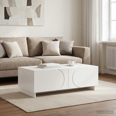 vidaXL Mesa de centro Blanco Brillante 102 x 50,5 x 35 cm (1/5)