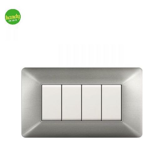 Placca da 4 moduli Easy Elettrocanali in plastica effetto acciaio satinato