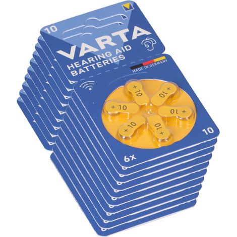 60x Varta Hearing Aid Batterie 10 PR70 Hörgerätebatterie (1/5)