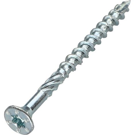 Vis charpente TEKOR Tête fraisée Cranté TORX T40 8X80 Filetée sur 50 Pointe antifendage type 17 Acier zingué (1/5)