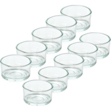 Porte-bougie chauffe-plat - lot de 10 - verre transparent - 4 x 3 cm - bougie chauffe-plat (1/2)